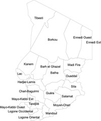CHAD MAP with its administrative divisions and regions