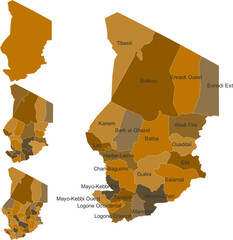 CHAD MAP with its administrative divisions and regions