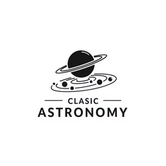 Classic Astronomy Logo with Saturn and Planets. © art.Co