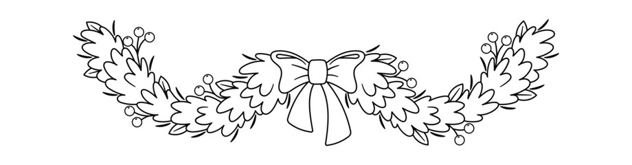 Christmas garland decorative black-and-white element