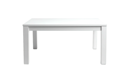 White, clean, simple, rectangular table on a black background