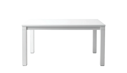 Simple white table isolated on black backdrop, minimalist design