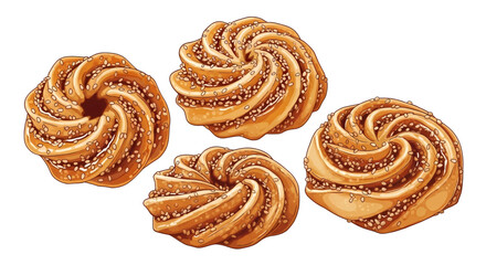 Fototapeta premium Four Spiral Cookies with Granulated Sugar.