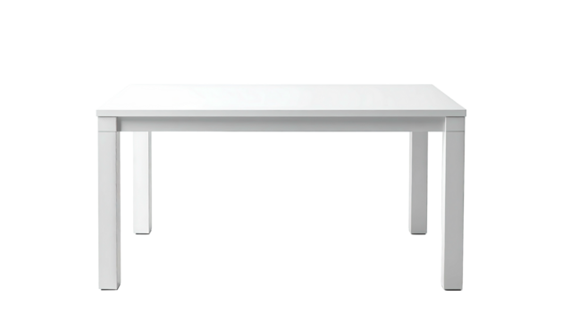 Simple white table isolated on black backdrop, minimalist design