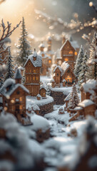 端正な木目の質感と白銀のトーンが調和し年末の販促やカードに扱いやすい落ち着いた冬のデコレーション風景. 生成AI