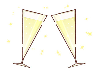 乾杯するシャンパングラスのイラスト