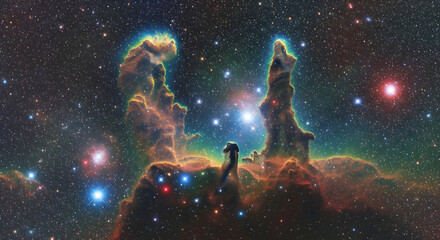 Wide View of the Pillar's of Creation in the Eagle Nebula