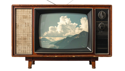 Vintage TV shows landscapemountains, water, clouds