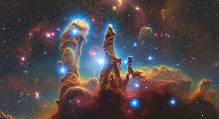 Wide View of the Pillar's of Creation in the Eagle Nebula