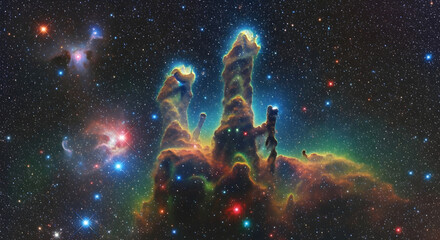 Wide View of the Pillar's of Creation in the Eagle Nebula