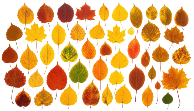 Assorted colorful autumn leaves isolated on a dark background