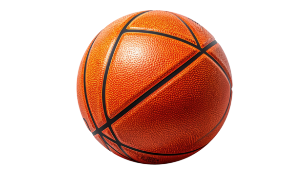 Orange basketball with dark seams against a dark background