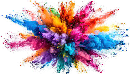 Vibrant cloud bursts outward, explosion of colorful pigments