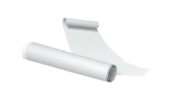 Rolled up white parchment with a trailing unrolled edge