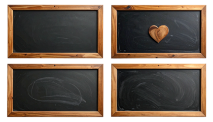 Chalkboards in four stages blank, heart, circle, erased