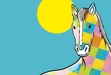 年賀状, 午年, 馬, 午, 謹賀新年, 和風, 和柄, 筆文字, 文字, 手書き, ハッピーニューイヤー