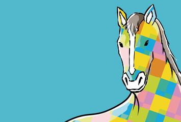 年賀状, 午年, 馬, 午, 謹賀新年, 和風, 和柄, 筆文字, 文字, 手書き, ハッピーニューイヤー