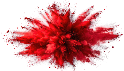 Explosive red dust cloud, vibrant, burst, on a black backdrop