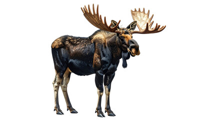 Large, majestic moose with massive antlers against a dark background