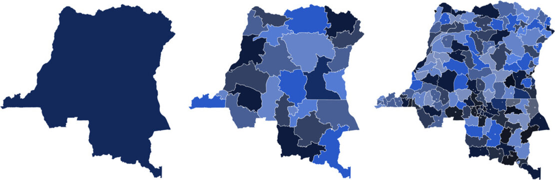 DEMOCRATIC REPUBLIC OF THE CONGO MAP with its administrative divisions and regions - Powered by Adobe