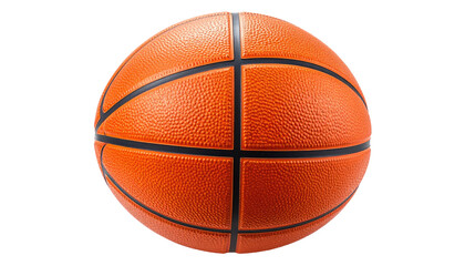 Isolated orange basketball with black seams on a black background