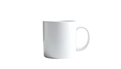 White mug with handle on dark background