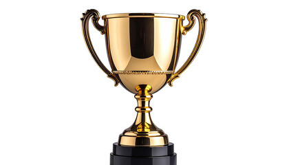 Glistening gold trophy stands out against black background