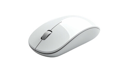 Sleek white wireless computer mouse on a black background