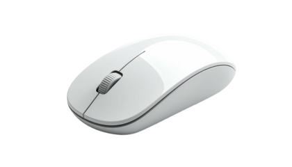 Sleek white wireless computer mouse on a black background
