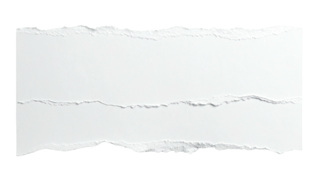 Rectangular white paper torn horizontally against a black backdrop