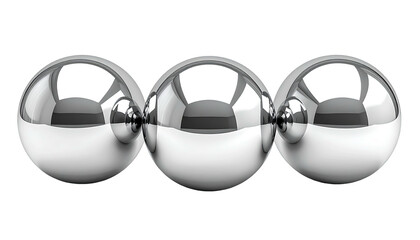 Three silver balls lined up, reflecting light against black.