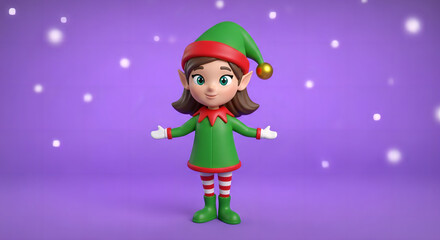 christmas elf with a gift elegant cartoon image