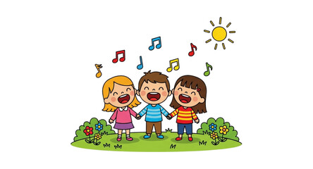 Children singing in the park 