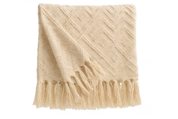 Beige knitted throw blanket creating comfort home decor