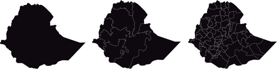 ETHIOPIA MAP with its administrative divisions and regions