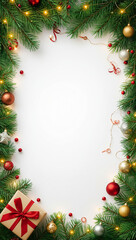 high quality christmas tree gift box copyspace light ornaments green background