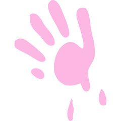 Pink Handprint Icon Isolated on White Background with Dripping Effect