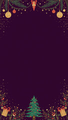 high quality christmas tree gift box copyspace light ornaments purple background