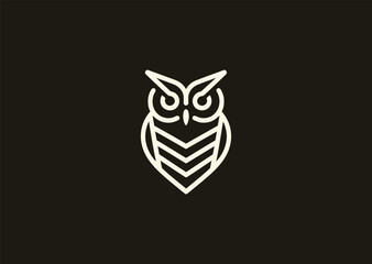 A sleek owl logo drawn in continuous line style, showcasing wisdom and focus through stylized eyes and wings, perfect for modern, minimalist vector illustration concepts