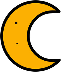 Cute Golden Moon Icon: Magical Celestial Design