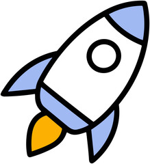 Cute Blue Rocket Icon: Minimal Space Travel Design