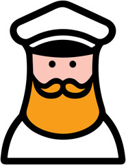 Cute Bearded Chef Icon: Culinary Character Design