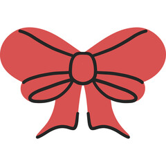 Red Ribbon Bow Illustration Flat Design Style Transparent Background Simple Graphic Element Decoration
