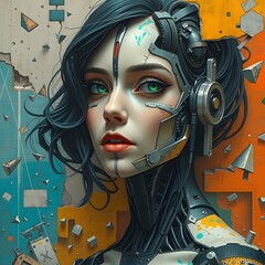 mech girl with headphones