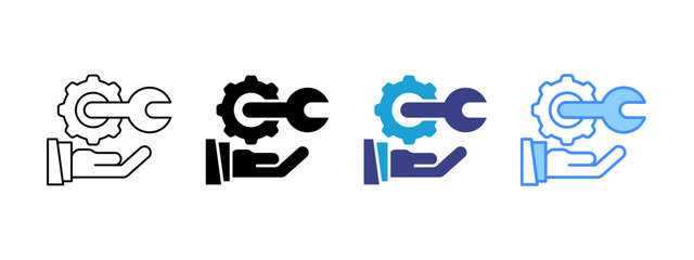 Service  icon set multiple style collection