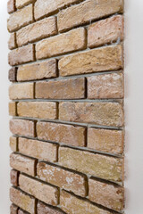 Obraz premium 温もりベージュのレンガ壁テクスチャ（コピースペース）