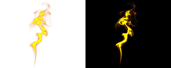 Bright Fire Flame Rising From Candle Wick With Soft Curling Tendrils On Transparent Background Element