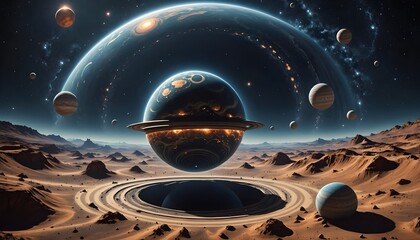 spaceship and planet