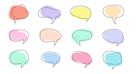 Minimalist Pastel Speech Bubble Set | Hand-Drawn Message Box Vector Icons