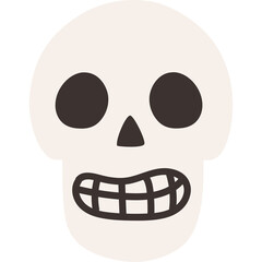Simple Illustration Of A Cartoon Skull With A Grinning Mouth And Dark Eye Sockets On A Transparent Background